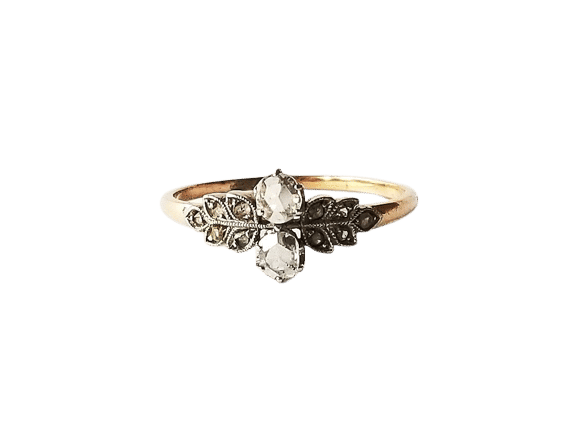 Bague 60 Bague ancienne or jaune et platine diamants anciens 0.60 carats 58 Facettes