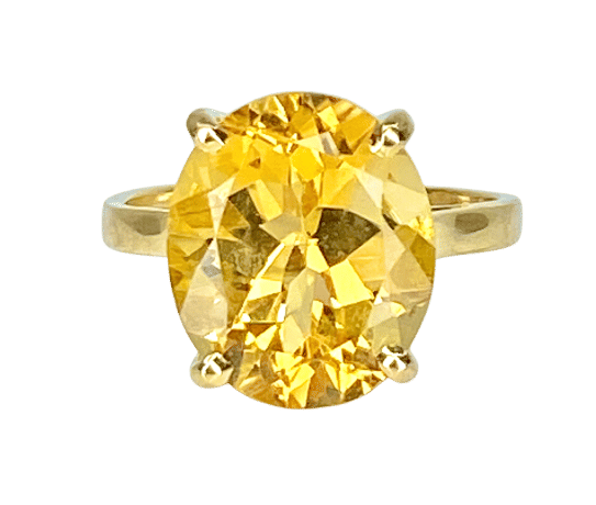 Bague 46.5 Bague en or jaune 18 carats et citrine 58 Facettes AB492