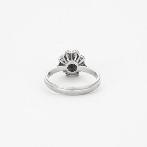 Bague 53 Bague marguerite or gris saphirs et diamants 58 Facettes GU66