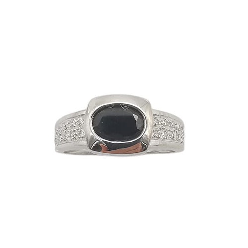 Bague 55 Bague en or blanc saphir et diamants 58 Facettes