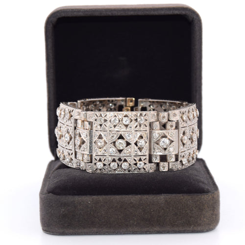 Bracelet Bracelet Antique Deco, en platine avec diamants 58 Facettes