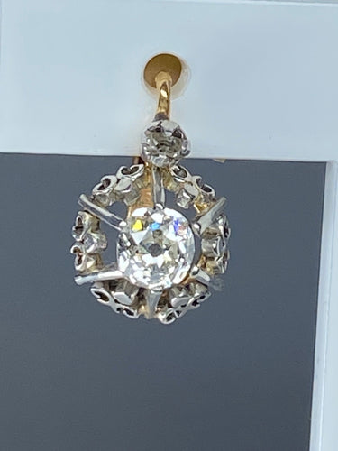 Boucles d'oreilles Boucles d’oreilles en or 18ct dites dormeuses en diamants vers 1900 58 Facettes