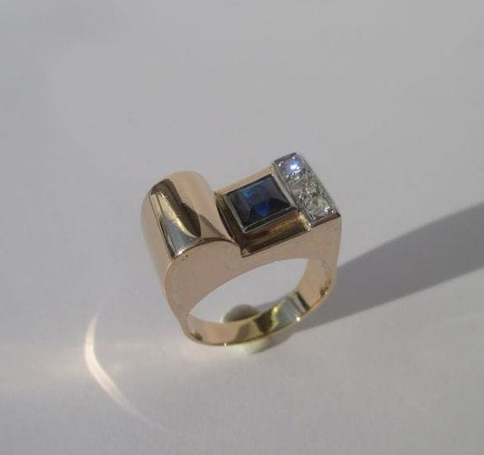 Bague 50 Importante bague Tank Art Déco 1940 58 Facettes