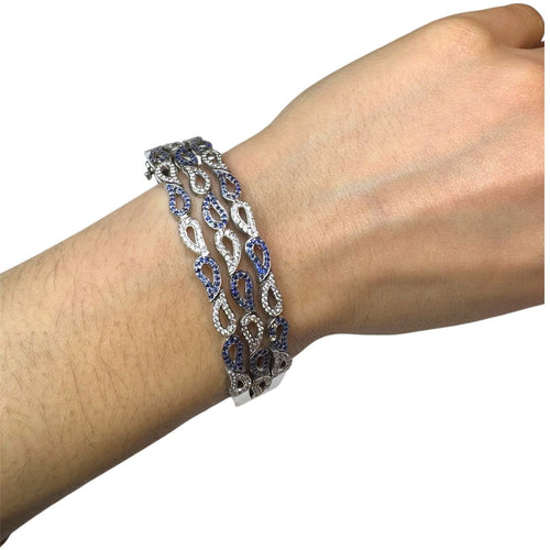 Bracelet Bracelet or blanc saphirs diamants 58 Facettes