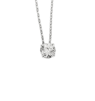 Collier Collier solitaire en or gris et diamant 58 Facettes B250691