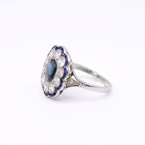 Pierścionek Art Deco z szafirem „Cérulea” 