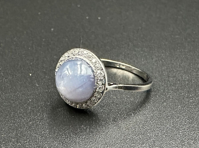 Bague 55 Bague Art Déco Saphir étoilé et diamants, Or et Platine 58 Facettes