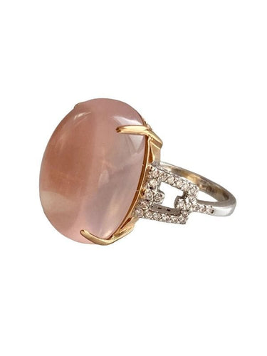 Bague 52 BRANAR PARIS Importante bague, en or jaune et blanc 18k sertie d'un quartz rose 58 Facettes