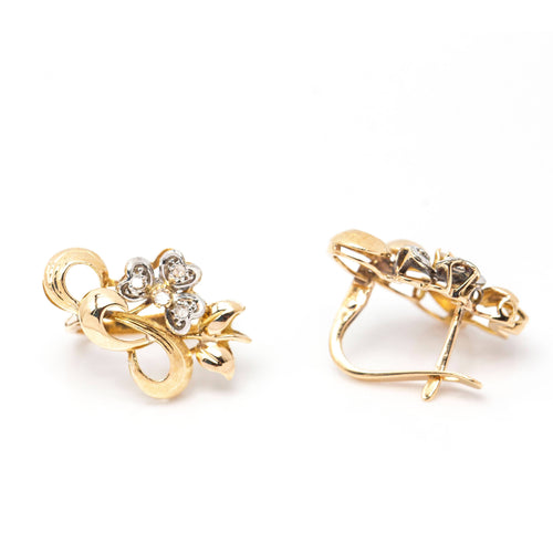 Boucles d'oreilles Boucles d'oreilles Fleur Nouveau en Or et Platine 58 Facettes D361032JC