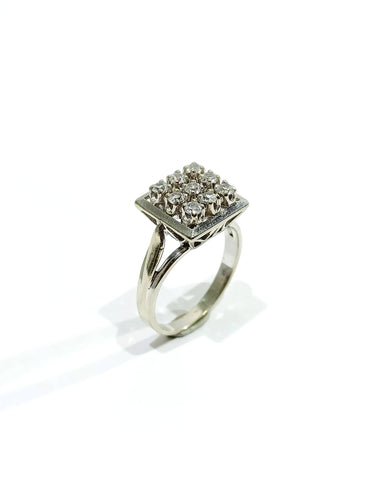 Bague 54 Bague Pavage 9 Diamants Or Blanc 58 Facettes