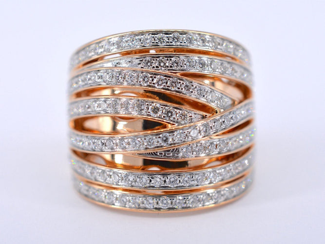 Bague 54 Bague en or rose sertie de diamants taille brillant 58 Facettes 2178