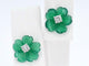 Boucles d'oreilles Boucles d'oreilles en or blanc 0,18 carat avec fleur précieuse verte et gros diamants 58 Facettes 2258