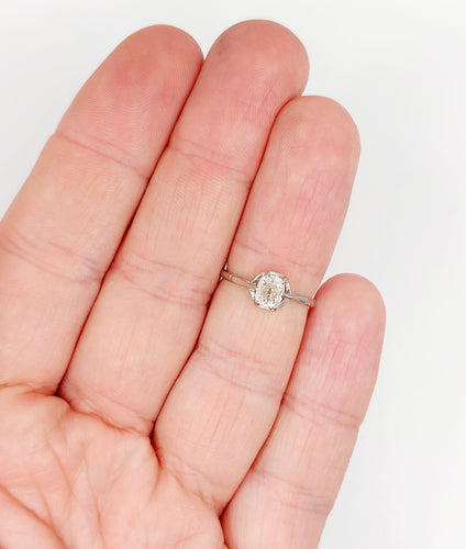 Bague 49 Bague solitaire art deco Platine diamant taille ancienne coussin 0.60 carat (circa 1920) 58 Facettes A06196