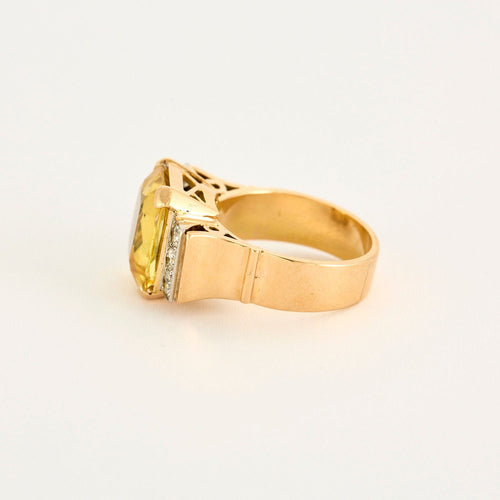 Bague 53 Bague Tank or jaune et blanc saphirs jaune diamants 58 Facettes LP1045