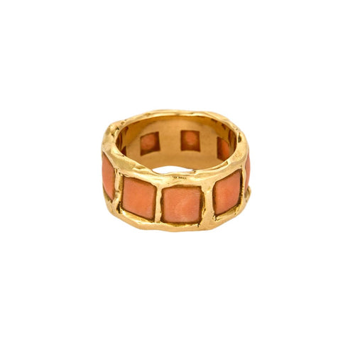 Bague 55 Bague jonc or jaune et corail 58 Facettes ALE4173