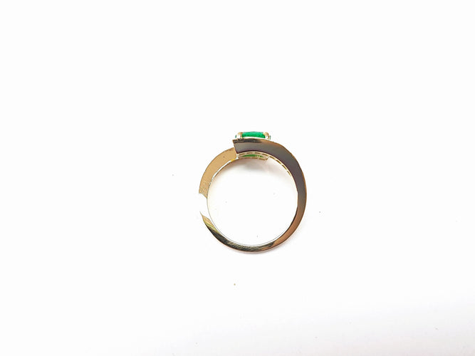 54 Bague or jaune émeraude et diamants 58 Facettes Bag cx em-FA.49