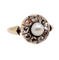 Bague 55 Bague marguerite antique en or rose 18k avec perle et diamants taille roses 58 Facettes A06463