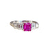 Bague 54.5 Bague vintage en platine sertie d'un saphir rose et diamants 58 Facettes