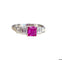 Bague 54.5 Bague vintage en platine sertie d'un saphir rose et diamants 58 Facettes