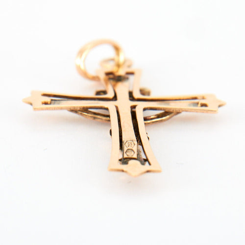 Pendentif Croix  or jaune 58 Facettes