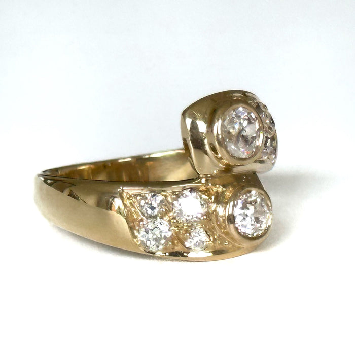 Ring Toi & Moi yellow gold diamonds