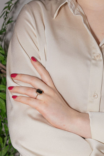 Bague 54 Ginette NY Bague Antique Ring Or rose Onyx 58 Facettes 4098656RV