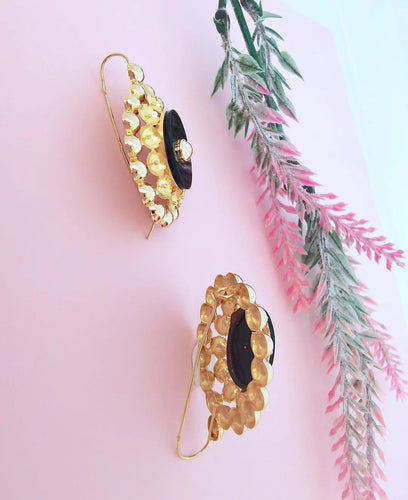 Boucles d'oreilles Boucles d'oreilles Dormeuses anciennes (1940-1950 ) Or Jaune - Onyx noir 58 Facettes AA 1652