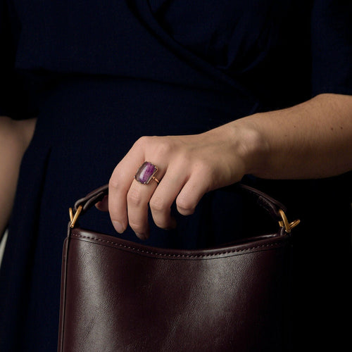 Bague 51 Bague Cocktail en or jaune et améthyste 58 Facettes PRG1867