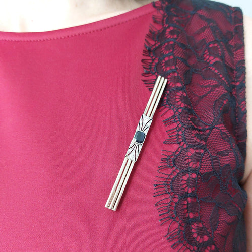 Broche broche barrette art deco, or , platine, saphir et diamants 58 Facettes 59