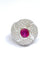 Bague 50 Bague en or blanc 18 carats diamants et rubis ovale 58 Facettes