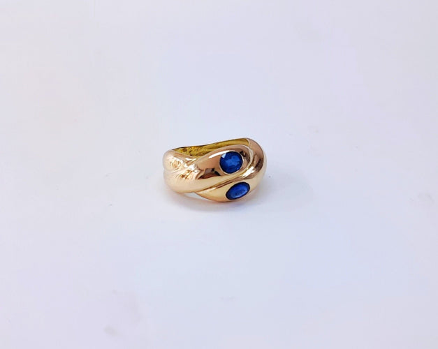 Bague 51 Bague jonc or jaune saphir toi et moi 58 Facettes Bag.jc.S.S.-1463