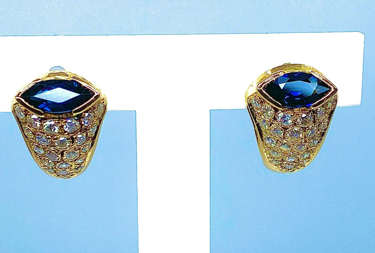 Boucles d'oreilles Boucles d’oreilles Saphirs navettes Diamants 58 Facettes AB235