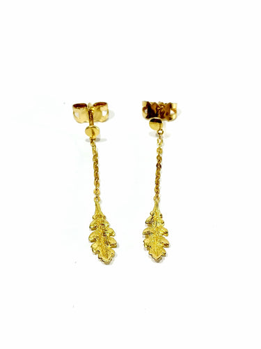 Boucles d'oreilles Paire de boucle d'oreille pendants feuilles en or 58 Facettes 3483