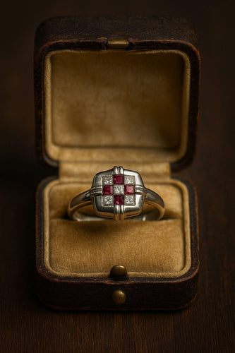 Bague 52 Bague au design moderne ornée de rubis et de diamants 58 Facettes 50198