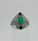 Bague 54 Bague de style Art Déco en platine, avec émeraude centrale, diamants et onyx 58 Facettes 50244