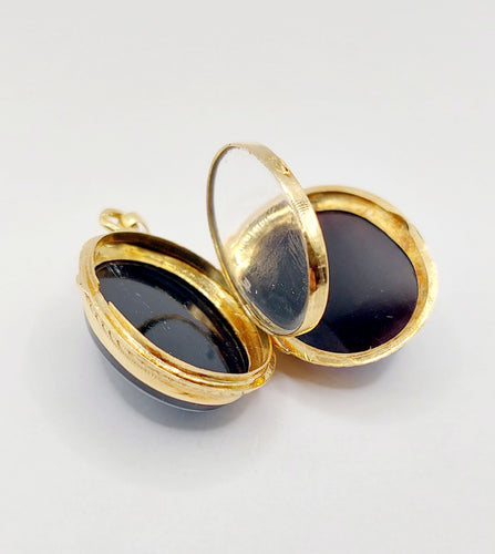 Pendentif Pendentif porte photo antique or jaune 18k plaques d'agate (circa 1900) 58 Facettes A06013