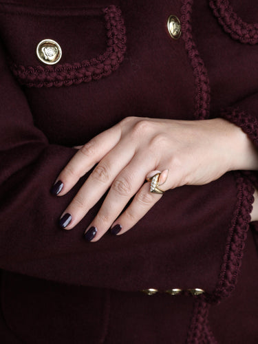 Bague 48 Bague or jaune corail peau d'ange diamants 58 Facettes 1211.5