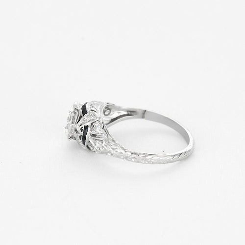 Bague 52,5 Bague Solitaire en platine, diamants, saphirs de synthèse 58 Facettes B250524