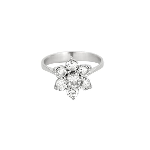 Bague 53,5 Bague fleur en or blanc et diamants 58 Facettes B250513