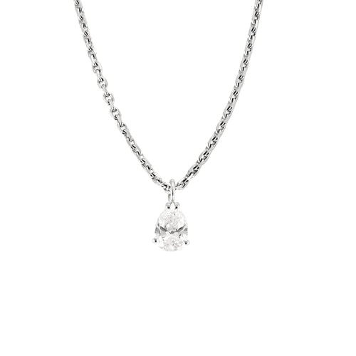 Collier Collier solitaire or blanc et diamant poire 58 Facettes B240570