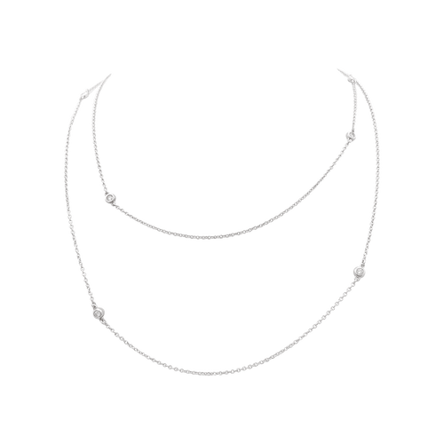 Collier Sautoir Tiffany & Co "Diamonds by the Yard" argent, diamants. 58 Facettes 34397