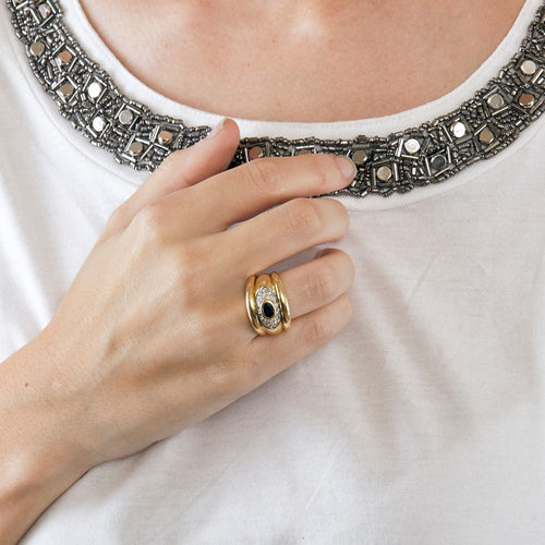 Bague 55 Bague or jaune saphir et diamants 58 Facettes LP463/10