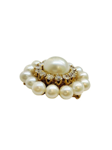 Broche Broche en or jaune, perles et diamants 58 Facettes