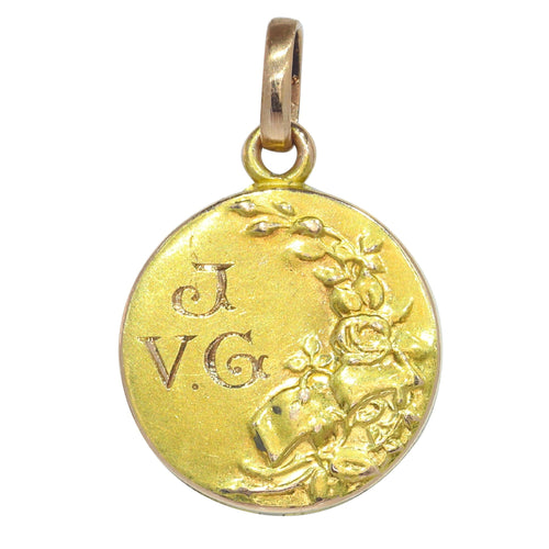 Pendentif Médaillon vintage Art Nouveau en or 18 carats 58 Facettes 22132-0286