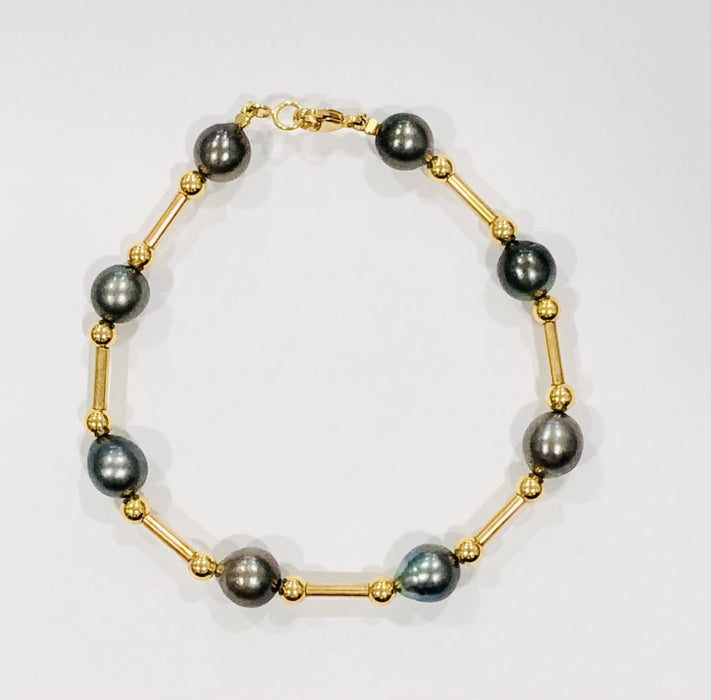 Tahitian pearl/yellow gold bracelet