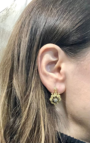 Boucles d'oreilles Boucles d'oreilles anciennes or jaune, diamants et perles 58 Facettes