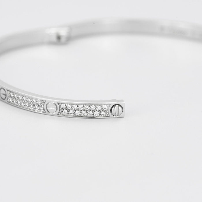 Bracelet Cartier - Bracelet Love Or Blanc Diamants 58 Facettes