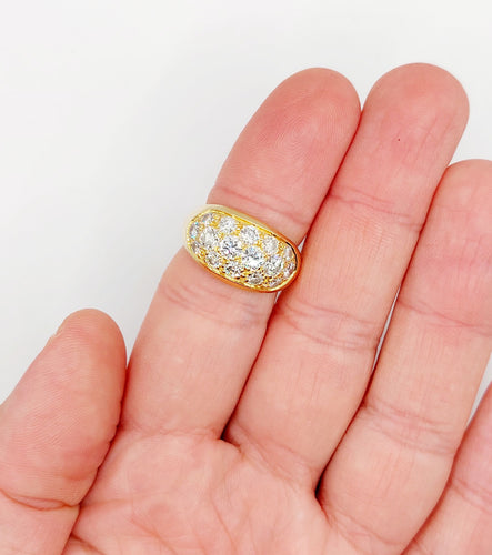 Bague 53 Bague jonc bombée or jaune et 2,20 carats de diamants taille brillant 58 Facettes A06334