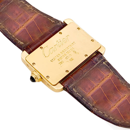 Montre Montre Cartier, "Divan", or jaune, cuir. 58 Facettes 34874