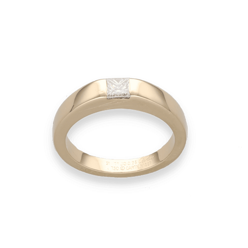 Bague 51 Bague Cartier Tank - Or jaune 18K avec diamant princesse 0,25 ct - 1997 - Taille 51 58 Facettes FB10558